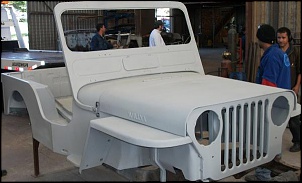 CARROCERIAS PARA JEEP WILLYS CJ3A/ CJ3B / CJ5 ENGESA FI- FII- FIII- FIIII
Nossas peasso fabricadas em chapa de ao SAE 1008 A 1020, na mesma espessura da original, ou mais grossa, recebem um tratamento anti-ferrugem fosfatizante, para ento receberem uma camada de wash primer na cor verde.
So soldadas pelos processos mig, tig (ao inox), e solda ponto, Garantindo assim um timo padro de qualidade, acabamento e durabilidade.
ASSOALHO TRAS.CJ3 ESTAMP. #18 
ASSOALHO DIANT. ESTAMP.CJ3B INTEGRAL 
ASSOALHO DIANTEIRO DIREITO PARCIAL CJ 3 
ASSOALHO INTERM CJ3B - RAMPA PEDAIS 
ASSOALHO TRAS. CJ3 ESTAMP #20- 2 LINHA 
BOCAL DO TANQUE CJ3B 
CAPO DO JEEP CJ3 - ANO 51/52 -ACO #16 
CAPO DO JEEP CJ3 - ANO 53/54 ACO #16 
CARROCERIA "CAIXOTE" CJ3 EM ACO #16-18 
CARROCERIA COMPLETA CJ3 
CHASSI CJ3 TUBULAR CURVADO COM SUPORTES 
CURVA LATERAL TRASEIRA CJ3 DIREITA OU ESQUEDA CADA 
CURVO DO JEEP CJ3 EM ACO #18 
DOBRADICAS DE ALUMINIO CJ3 A UNIDADE 
ESTRIBO CJ3 WILLYS 
KIT CHSS TUB CURV CJ3 COMP C/SUSP 4M-4A-8CXIN-2PANH-4LONG 
KIT CHSS TUB RETO CJ3 COMP C/SUSP 4M-4A-4LONG-2PNH-8CXIN 
KIT REFORO ASSOALHO CJ3 DIREITO #18 REF. INTERNO ASS. LADO DIR. 
KIT REFORO ASSOALHO CJ3 ESQUERDO #18 REF.INTERNO ASSO. ESQUERDO 
LATERAL ESTAMPADA CJ3B ESQUEDA #18 SEM BOCAL CURVADO 
LATERAL ESTAMPADA CJ3B ESQUERDO COM BOCAL #18 SEM A CURVA 
LATERA DIANTEIRA DIREITA OU ESQUERDA CJ3 
PAINEL DA LANTERNA TRASEIRA CJ3 ESQUERDA DIREITA 
PAINEL DE INSTRUMENTOS CJ3 
PARA-CHOQUE DIANTEIRO CJ3 
PARA-CHOQUE TRASEIRO WILLYS CJ3/CJ5 
PARA-LAMA CJ3 DIANTEIRO DIREITO 
PARA-LAMA CJ3 DIANTEIRO ESQUERDO 
PARA-LAMA CJ3 TRASEIRO DIREITO 
PARA-LAMA CJ3 TRASEIRO ESQUERDO 
PAREDE CORTA FOGO CJ3 
QUADRO DA TAMPA TRASEIRA CJ3 CONJUNTO DE 3 PEAS 
QUADRO DO PARA-BRISA CJ3A COM VENTAROLA ANO 48/52 
QUADRO DE PARA-BRISA CJ3B 53/54 
REFORO DA LATERAL DIREITA 90 CJ3