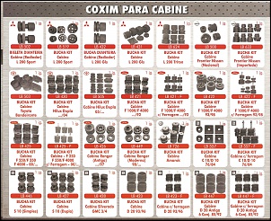 Kit de Buchas Coxim de Cabine. 
Diversas Marcas e Modelos. 
Fabricadas em Borracha de Pneu. 
Maior durabilidade com preo justo.