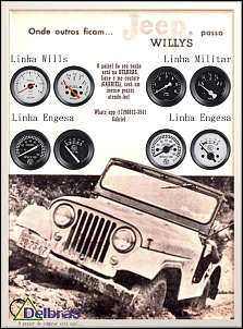 Os melhores instrumentos para pain�is voc� encontra comigo (GABRIEL) na Delbras Instrumentos e LEDs!
Temos diversas linhas de instrumentos, como Willys, Toyota Bandeirante, Engesa, Jeep Militar, Land Rover e muitos outros!
Saibam que estou � disposi��o para confeccionar o seu or�amento:
17 - 3229-1744 FIXO GABRIEL
17 - 98812-3541 - WHATS APP GABRIEL