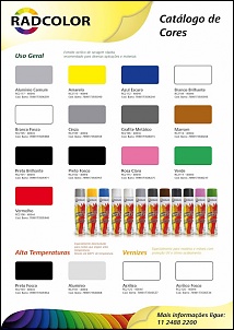 TINTA SPRAY 400 ml ( FABRICANTE *RADNAQ*) 
 
 RADCOLOR  uma tinta acrlica em aerossol de alta qualidade, indicada para pintura de geladeiras,...