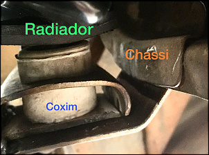 base do radiador instalada com coxim e fixador